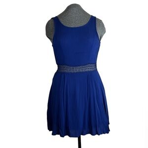 Freebird Tank Dress Blue, Small, Lace Cutout